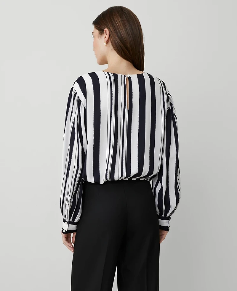 Ann Taylor Petite Shirred Bubble Top Size Medium Night Sky Women's