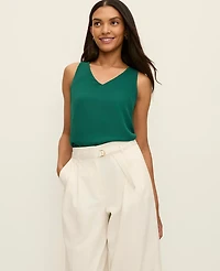 Ann Taylor Petite Mixed Media V-Neck Shell Top Women's
