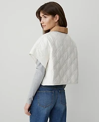 Ann Taylor Weekend Collection Quilted Cropped Poncho Size M/L Tahini Women's