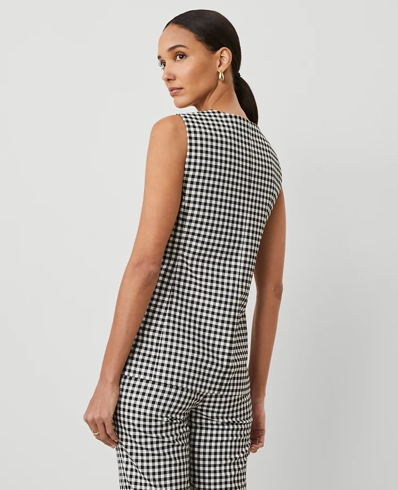Ann Taylor Gingham Vest Top Black/White Multi Women's