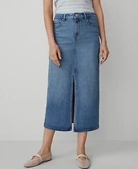 Ann Taylor Petite Weekend Collection Denim Midi Skirt Light Wash Women's