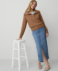 Ann Taylor Petite Weekend Collection Denim Midi Skirt Light Wash Women's