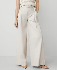 Ann Taylor The Petite Statement Wide-Leg Pant Tahini Women's