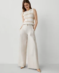 Ann Taylor The Petite Statement Wide-Leg Pant Tahini Women's