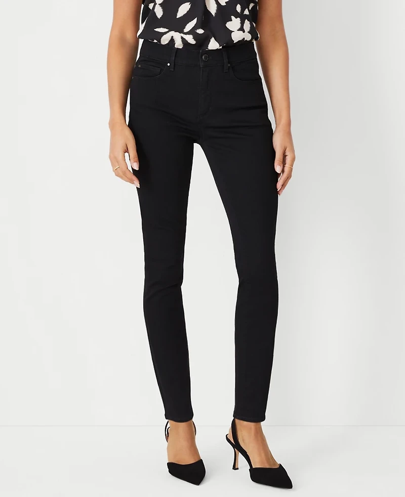 Ann Taylor Mid Rise Skinny Jeans in Classic Black Wash Size 14 Women's