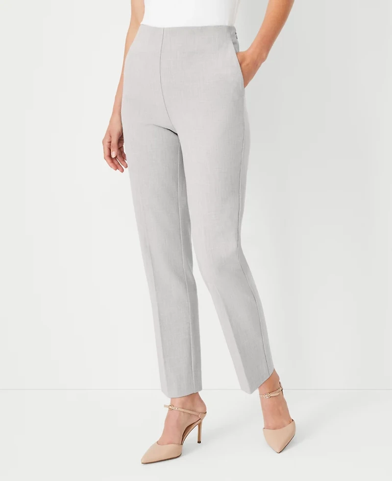 Ann Taylor The High Rise Side Zip Ankle Pant in Bi-Stretch Size 12 Pebble Grey Melange Women's