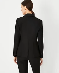 Ann Taylor The Fitted Double Breasted Blazer Bi-Stretch Black Women's