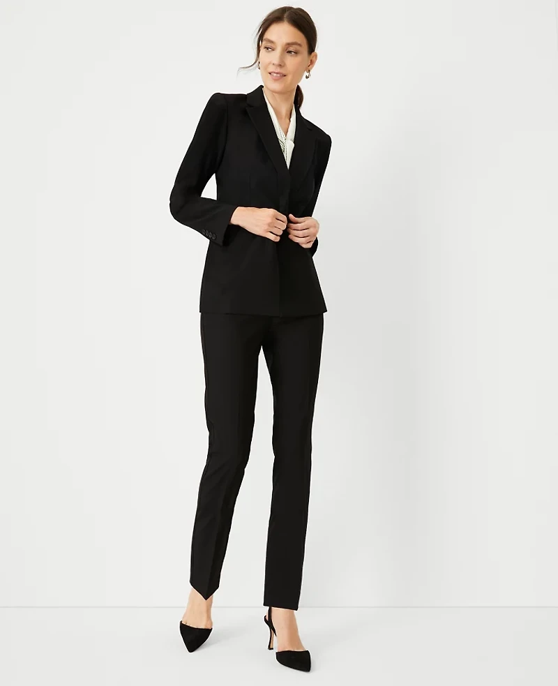 Ann Taylor The Fitted Double Breasted Blazer Bi-Stretch Black Women's