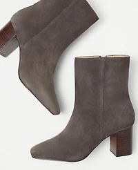 Ann Taylor High Block Heel Suede Booties 11 Women's