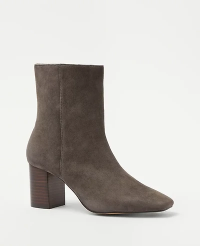 Ann Taylor High Block Heel Suede Booties 11 Women's