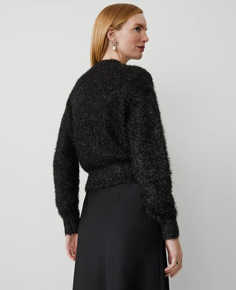 Ann Taylor Tinsel Wedge Sweater Black Women's