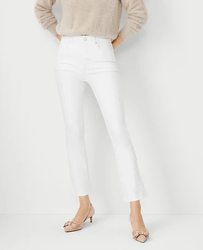 Ann Taylor High Rise Boot Crop Jeans in White Size 18 Women's