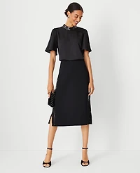Ann Taylor Petite Sequin Paneled Side Slit Midi Skirt Size 00 Black Women's
