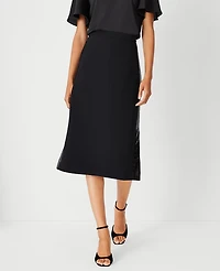 Ann Taylor Petite Sequin Paneled Side Slit Midi Skirt Size 00 Black Women's