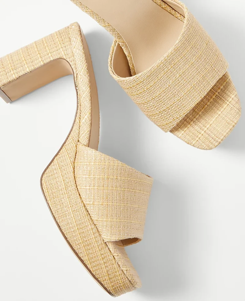 Ann Taylor Platform Mule Sandals Size 11 Natural Women's