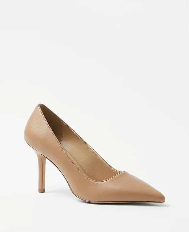 Ann Taylor New Azra Leather Pump Rich Toffee Camel Women's The