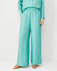 Ann Taylor Studio Collection Easy Palazzo Pants Silk Twill Green Porcelain Women's