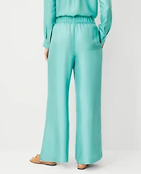 Ann Taylor Studio Collection Easy Palazzo Pants Silk Twill Green Porcelain Women's