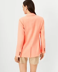 Ann Taylor Longer Tailored Double Breasted Blazer in Linen Blend Size 2 Vivid Apricot Women's