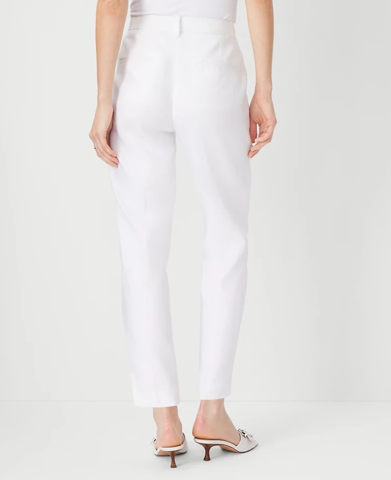 Ann Taylor The High Rise Ankle Pant in Herringbone Linen Blend Size 14 White Women's