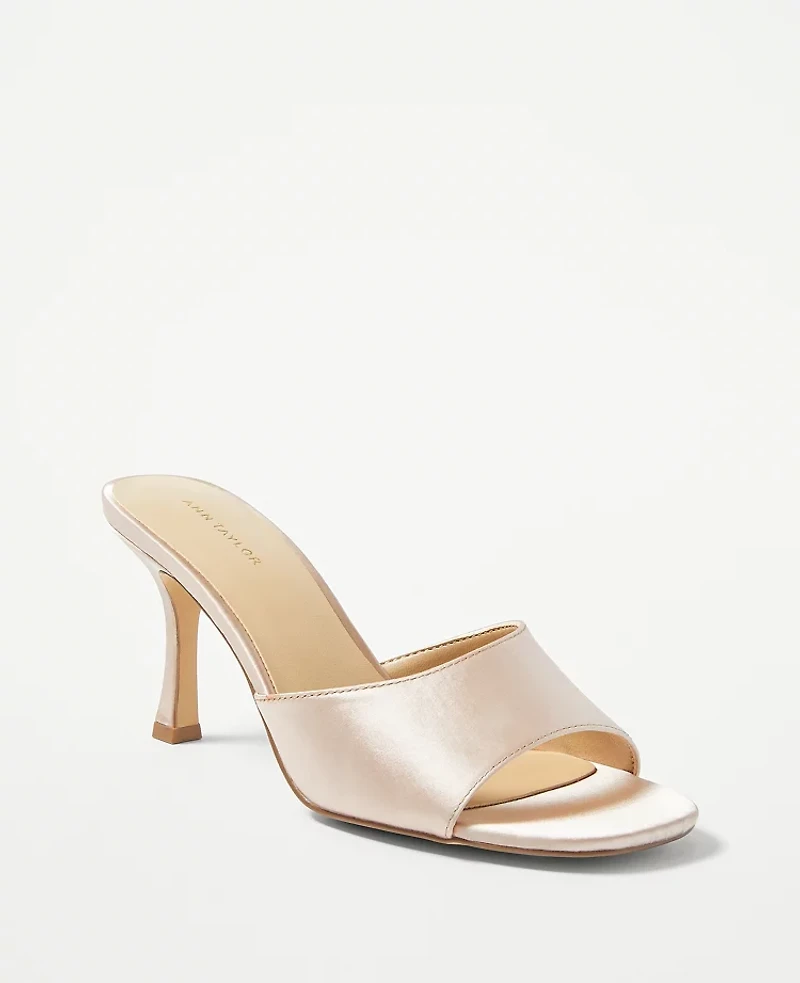 Ann Taylor Studio Collection Satin High Heel Sandals 9 Natural Women's