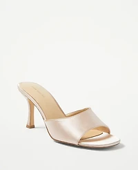 Ann Taylor Studio Collection Satin High Heel Sandals 9 Natural Women's