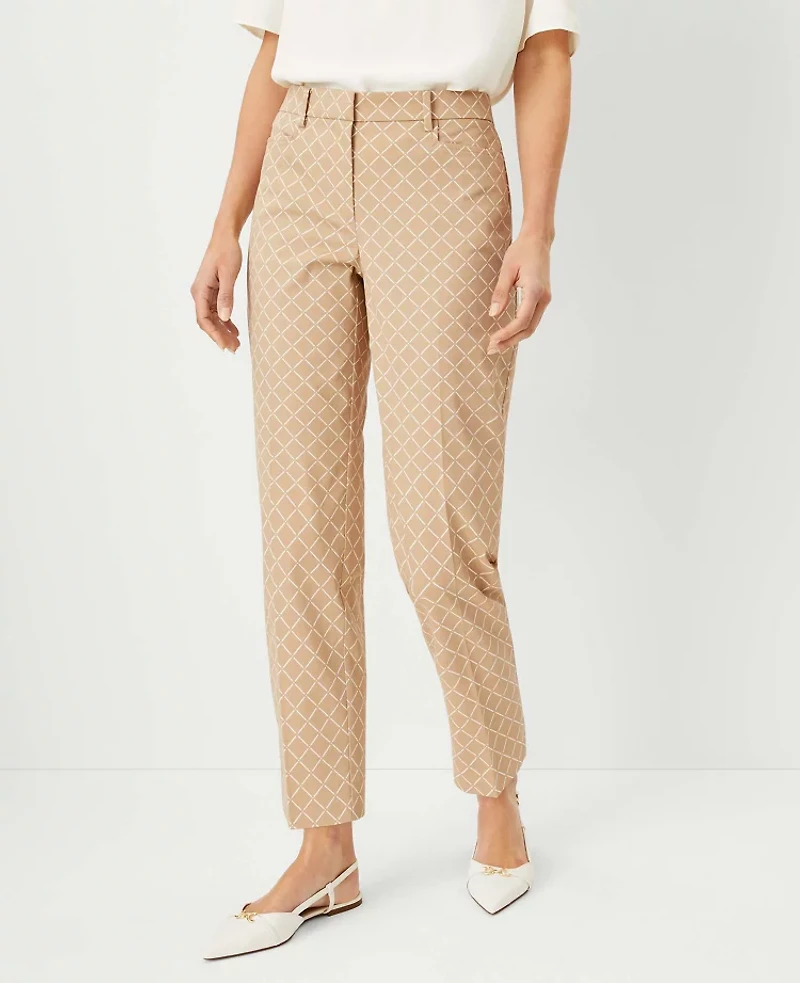 Ann Taylor The Relaxed Cotton Ankle Pant in Check Size 2 Baguette Women's
