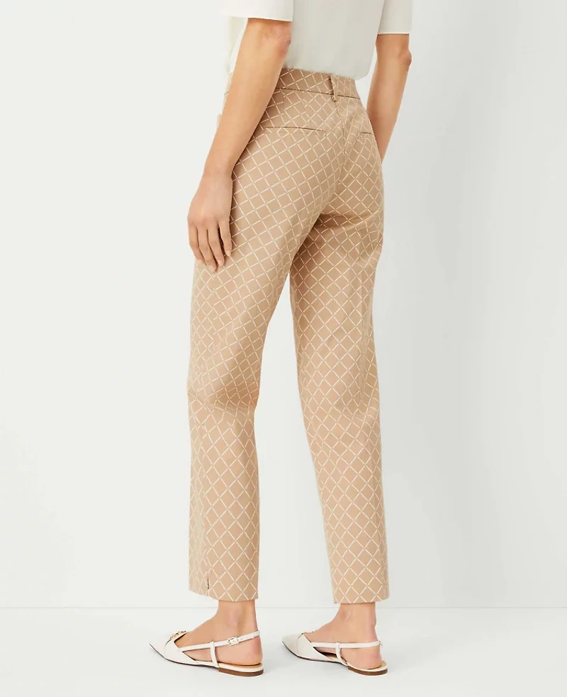 Ann Taylor The Relaxed Cotton Ankle Pant in Check Size 2 Baguette Women's