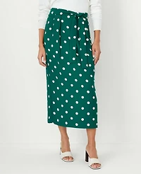Ann Taylor Petite Dotted Tie Waist Pleated Midi Skirt Size 00 Fresh Evergreen Women's