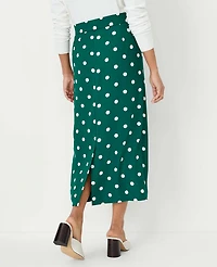Ann Taylor Petite Dotted Tie Waist Pleated Midi Skirt Size 00 Fresh Evergreen Women's