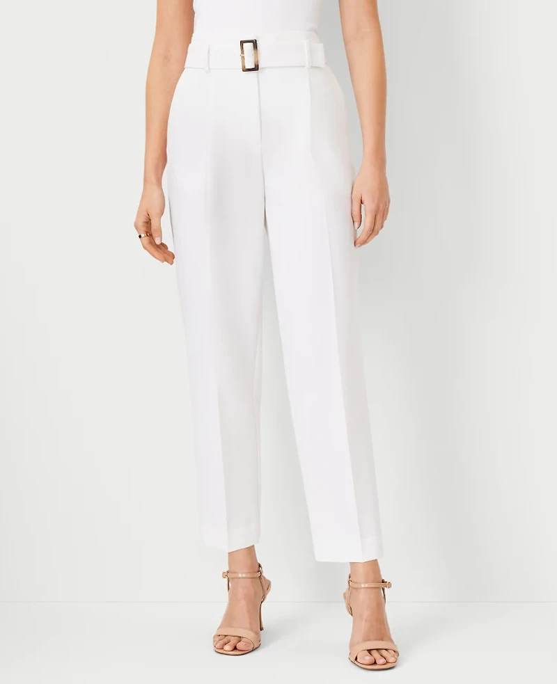 Ann Taylor The Tall Belted Pleated Taper Pant White Women's
