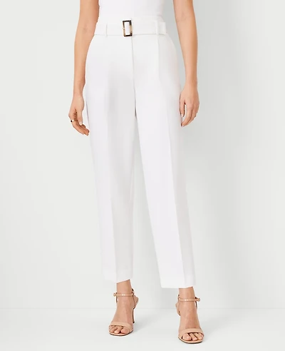 Ann Taylor The Tall Belted Pleated Taper Pant White Women's