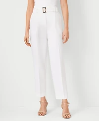 Ann Taylor The Tall Belted Pleated Taper Pant White Women's