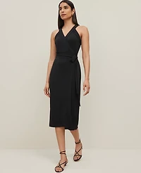 Ann Taylor Petite Halter Wrap Midi Dress Women's