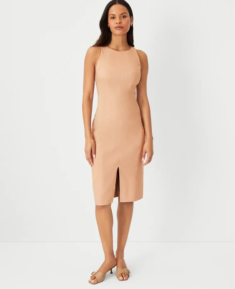 Ann Taylor The Petite Cutaway Sheath Dress Linen Blend