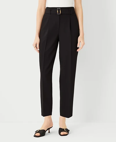 Ann Taylor The Petite Belted Taper Pant - Curvy Fit Size 2 Black Women's