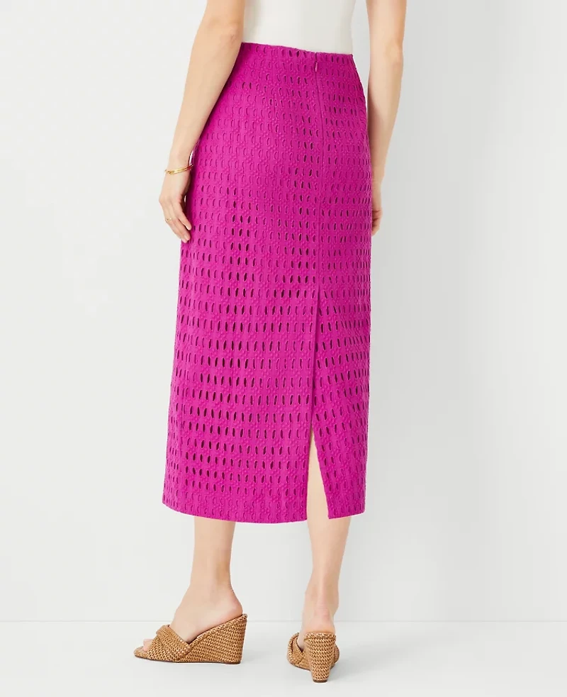 Ann Taylor Petite Eyelet A-Line Skirt Magenta Shadow Women's