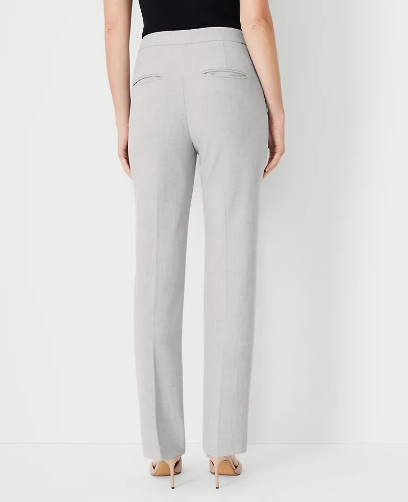 Ann Taylor The Petite High Rise Side Zip Straight Pant in Bi-Stretch - Curvy Fit Size 2 Pebble Grey Melange Women's