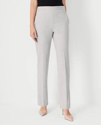 Ann Taylor The Petite High Rise Side Zip Straight Pant in Bi-Stretch - Curvy Fit Size 2 Pebble Grey Melange Women's