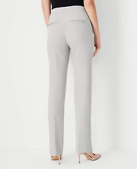 Ann Taylor The Petite High Rise Side Zip Straight Pant Bi-Stretch Pebble Grey Melange Women's