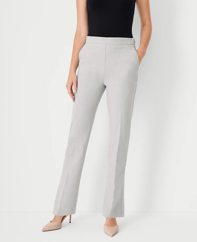 Ann Taylor The Petite High Rise Side Zip Straight Pant Bi-Stretch Pebble Grey Melange Women's