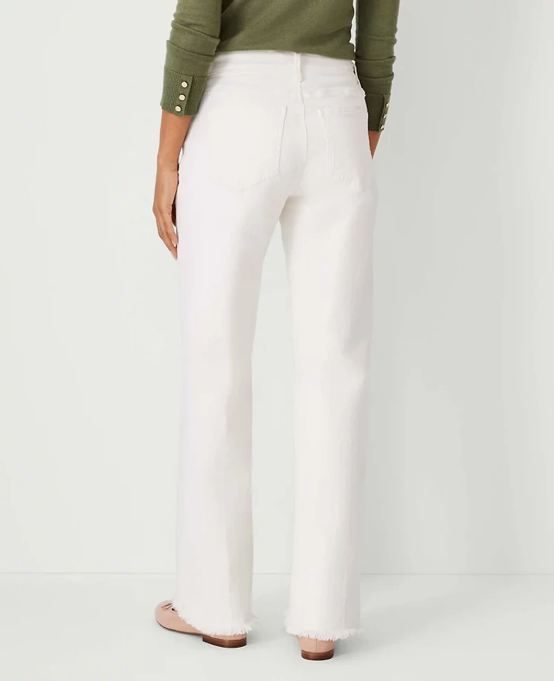 Ann Taylor The Frayed Wide-Leg Jean Ivory Women's