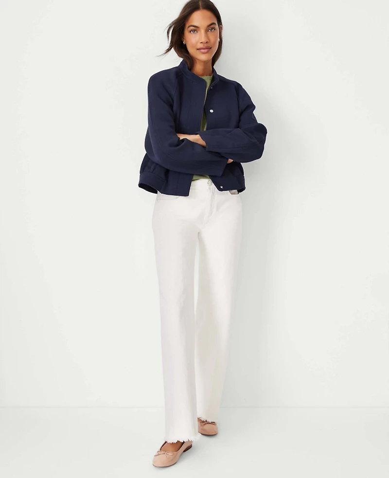 Ann Taylor The Frayed Wide-Leg Jean Ivory Women's