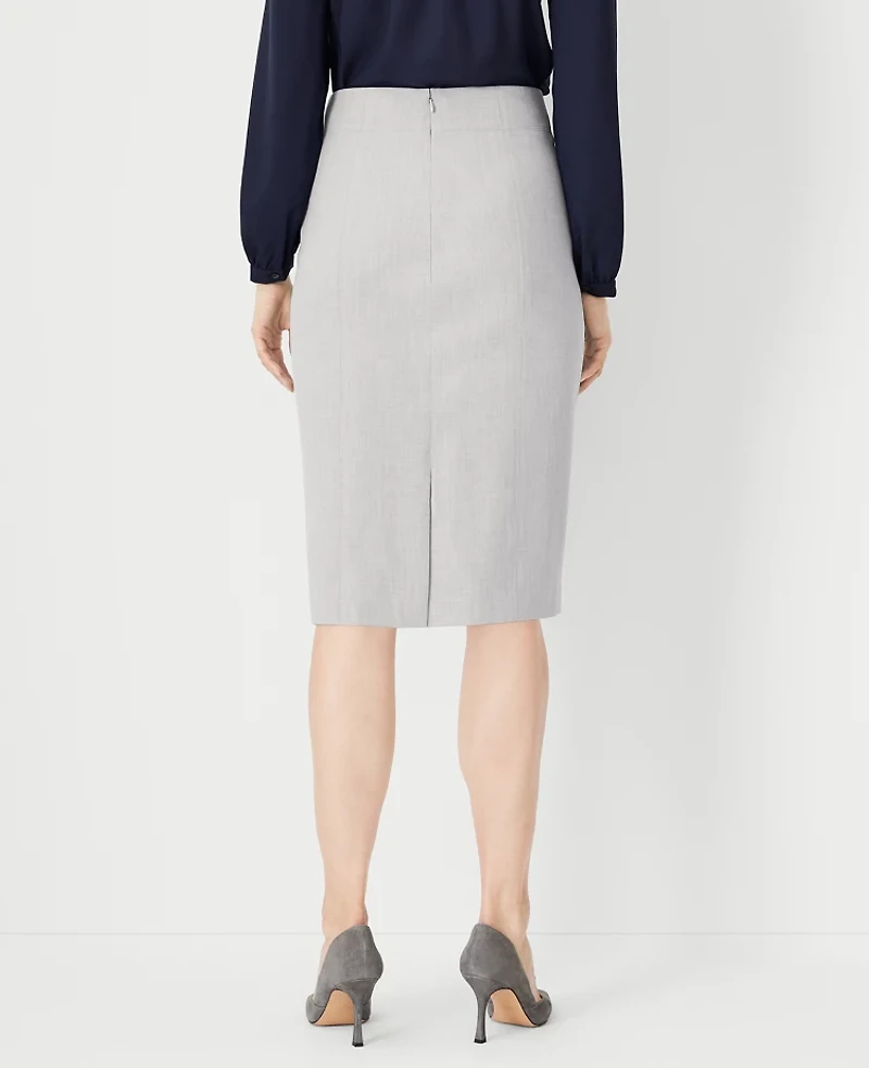 Ann Taylor The Petite High Waist Seamed Pencil Skirt in Bi-Stretch - Curvy Fit Size 0 Pebble Grey Melange Women's