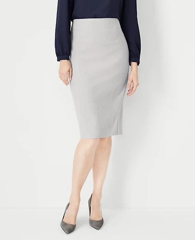 Ann Taylor The Petite High Waist Seamed Pencil Skirt in Bi-Stretch - Curvy Fit Size 0 Pebble Grey Melange Women's
