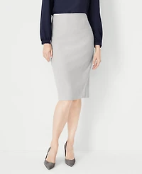 Ann Taylor The Petite High Waist Seamed Pencil Skirt in Bi-Stretch - Curvy Fit Size 0 Pebble Grey Melange Women's