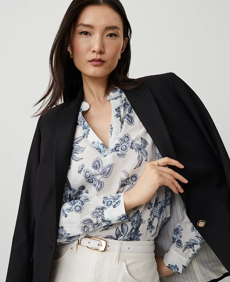 Ann Taylor The Longline Blazer in Bi-Stretch Twill Size 0 Black Women's