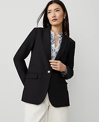 Ann Taylor The Longline Blazer in Bi-Stretch Twill Size 0 Black Women's