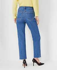Ann Taylor High Rise Straight Jeans Vintage Mid Indigo Wash Women's