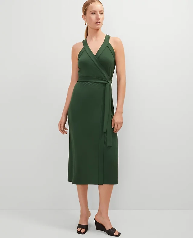 Ann Taylor Halter Wrap Midi Dress Women's | Arden Fair